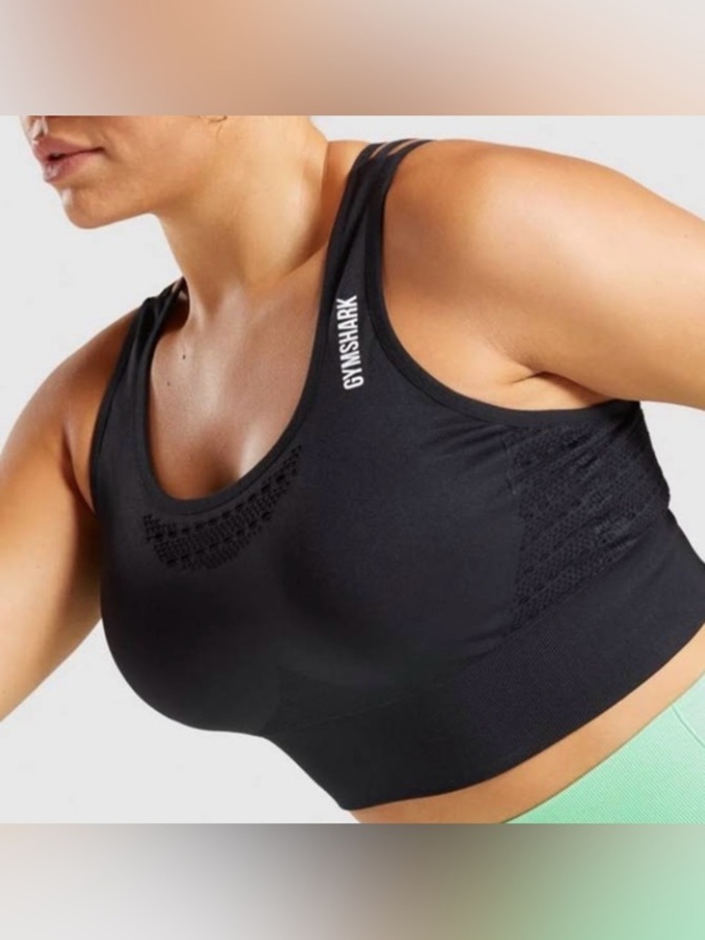 Gymshark Womens Energy Seamless Crop Top Black Sports Bra Size Small